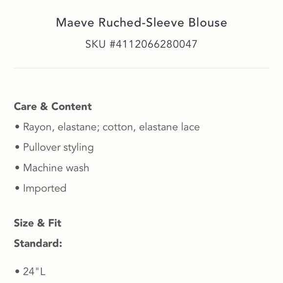 ✨ Anthropologie Ruched-Sleeve Blouse Sz SP - Picture 6 of 6